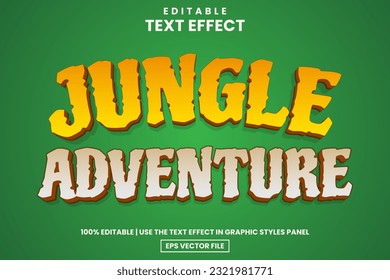 Creative jungle adventure text style, editable text effect design template