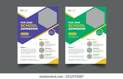 Creative Junior School Admission Flyer, school education admission flyer poster layout template. Kids back to school education admission flyer layout template. flyer design template layout