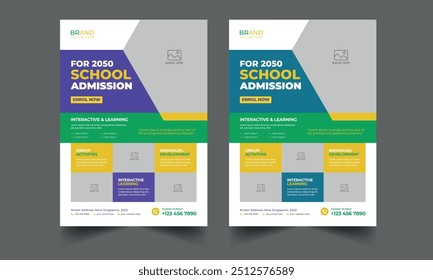 Creative Junior School Admission Flyer, school education admission flyer poster layout template. Kids back to school education admission flyer layout template. flyer design template layout