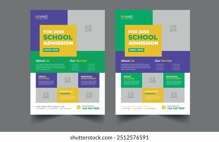 Creative Junior School Admission Flyer, school education admission flyer poster layout template. Kids back to school education admission flyer layout template. flyer design template layout