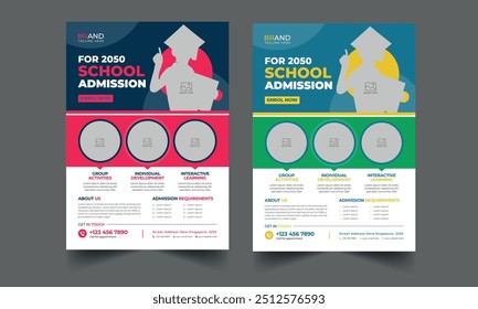 Creative Junior School Admission Flyer, school education admission flyer poster layout template. Kids back to school education admission flyer layout template. flyer design template layout