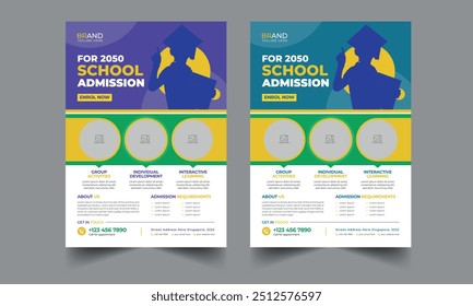 Creative Junior School Admission Flyer, school education admission flyer poster layout template. Kids back to school education admission flyer layout template. flyer design template layout