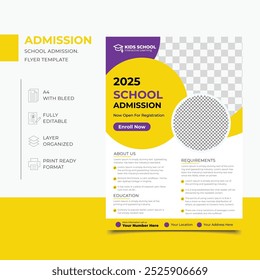 Creative Junior School Admission Flyer Or Education admission flyer poster layout template Design.