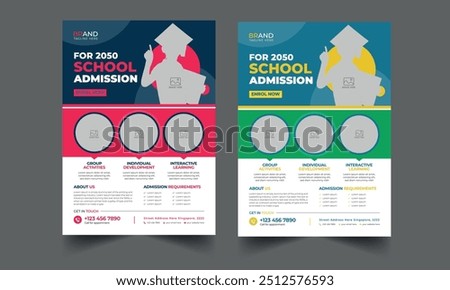 Creative Junior School Admission Flyer, school education admission flyer poster layout template. Kids back to school education admission flyer layout template. flyer design template layout