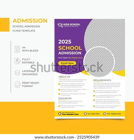 Creative Junior School Admission Flyer Or Education admission flyer poster layout template Design.