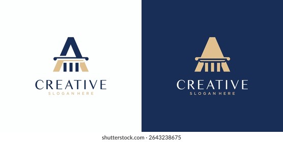 creative justice law firm logo in gold color, A law initials logo with luxury color combination