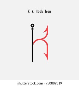 Creative K- Letter icon abstract and hook icon design vector template. Alphabet icon.Vector illustration