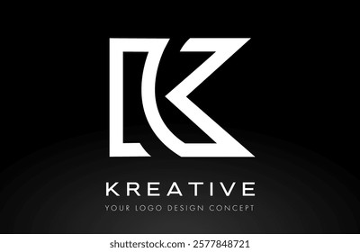 Creative K letter logo design with monogram curved cut shape swoosh style vector Illustration