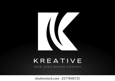 Creative K letter logo design with curved cut shape swoosh style vector Illustration