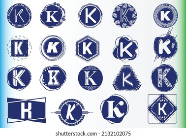 Logotipo creativo de letra K y conjunto de plantillas de diseño de iconos