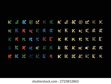 Creative K Letter Logo, Luxury Letter  K Logo Variations Collection vector design