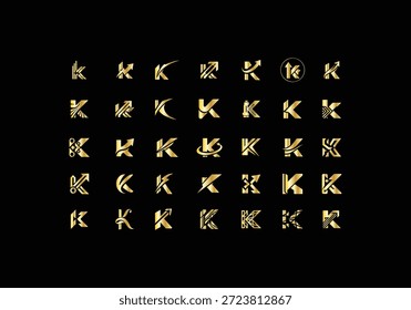 Creative K Letter Logo, Luxury Letter  K Logo Variations Collection vector design