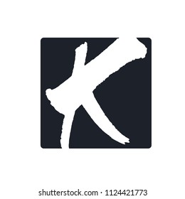 Creative k letter vector logo design. Handwritten text with paint brush texture. Monogram vector sign. Character logotype symbol. Icon design