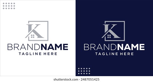Creative K Logo with House, Design Inspiration, Vector