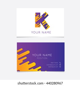 Creative K logo on Business Card Template. Abstract Editable Alphabet. Type Characters Logotype symbols.
