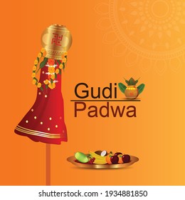 	
Creative kalash of happy gudi padwa or ugadi background