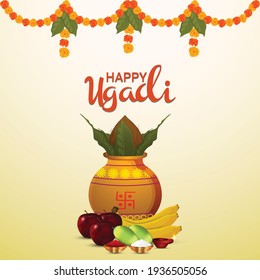 	
Creative Kalash Of Happy Gudi Padwa Or Ugadi Background