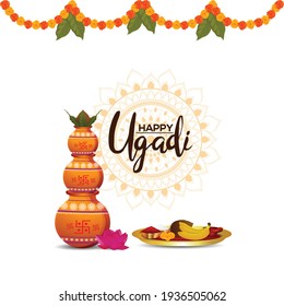 	
Creative kalash of happy gudi padwa or ugadi background