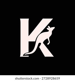 Kreatives Känguru-Logo-Design: Minimalistische Vektorgrafik mit Buchstabe K, ideal für Branding- und Identitätskonzepte