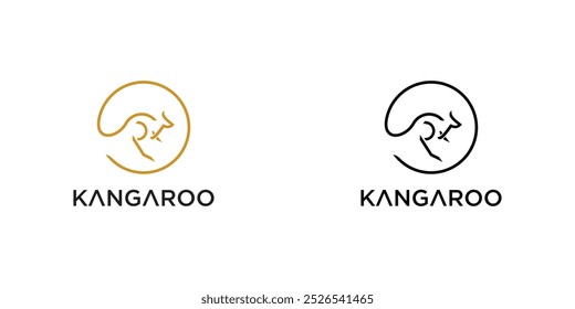 Diseño creativo del logotipo del canguro con el Vector premium del concepto único