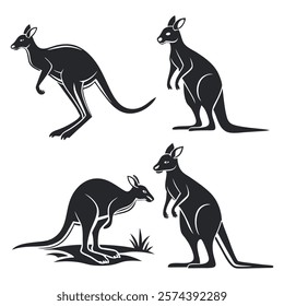 Creative Kangaroo Silhouette and icon