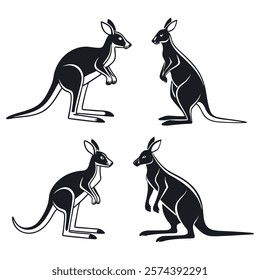 Creative Kangaroo Silhouette and icon