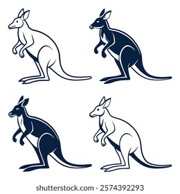 Creative Kangaroo Silhouette and icon