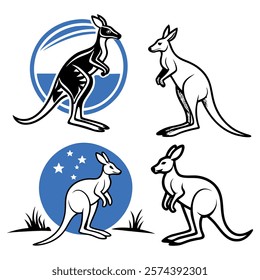 Creative Kangaroo Silhouette and icon