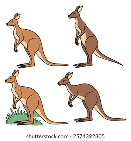 Creative Kangaroo Silhouette and icon