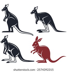 Creative Kangaroo Silhouette and icon