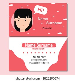 Creative kawaii business card template. Good to use for freelancer in creative fields.