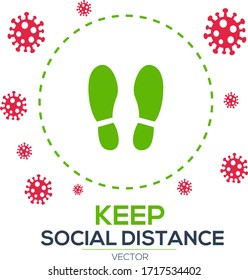 Creative (keep social distance ) Word with Icons ,Vector illustration.