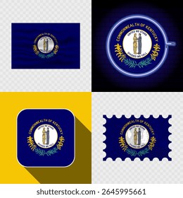 Creative Kentucky Flag Icon Set Collection.