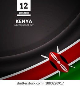 Bandera creativa de Kenia sobre textura de tela. Antecedentes del día de la independencia de estilo vintage