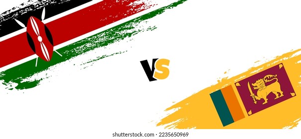Creative Kenya vs Sri Lanka brush flag illustration. Artistic brush style two country flags relationship background
