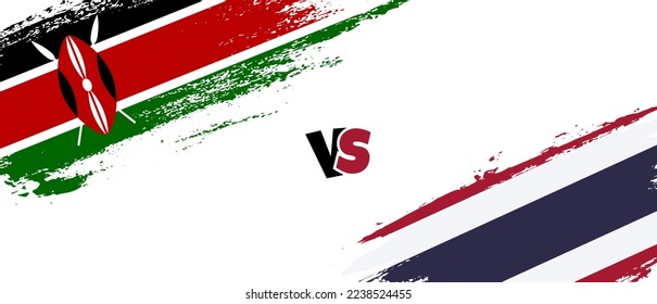 Ilustración creativa de la bandera de Kenia vs Tailandia. Estilo de pincel artificial dos indicadores de país fondo de relación