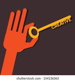 creative key in hand stock vector