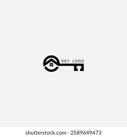 Creative key house security logo design concept vector template.
