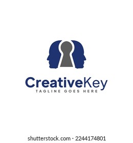 Creative key logo, with head and keyhole concept