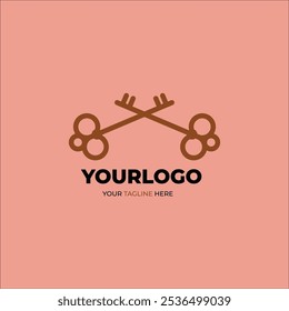 Creative Key Logo With Pink Background 