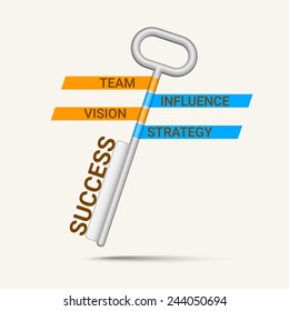 Creative key with words as a business concept. Eps10 vector for your design