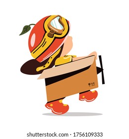 Niño creativo jugando como piloto con ilustración plana vectorial de avión de cartón aislada en fondo blanco. niña pequeña con casco y cartón. Niños adorables juegan con cartón.