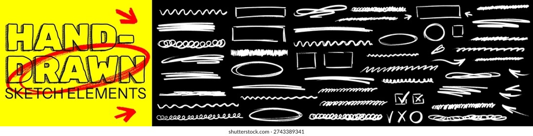 Creative kid sketches line in crayon and pen, highlight and scribble look dynamic, underline with marker and brush, crayon and scribble sparkle in fresh highlight.