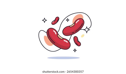 Creative kidney beans floating artfully amidst playful abstract shapes and sparkles