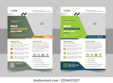 Creative Kids zurück zur Schulbildung Eintritt-Flyer-Plyer-Layout-Vorlage, Buchabdeckung, Broschüre, Plakat, Broschüren-Vorlage