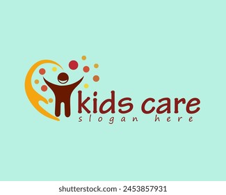 creative kids care and love icon logo design template