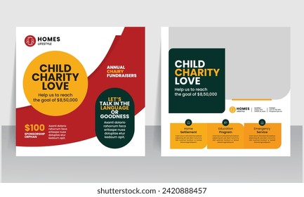 creative kids charity social media post web banner square creative layout post design donation template