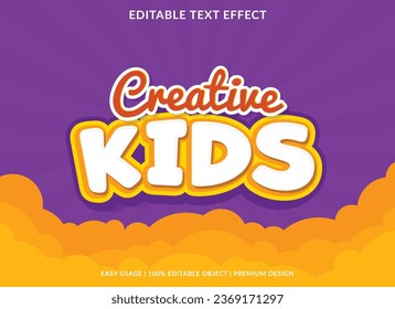 plantilla de efectos de texto editable para niños creativos para uso con logotipo y marca de negocios