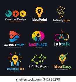 Creative Kids And Education Idea Logo Set