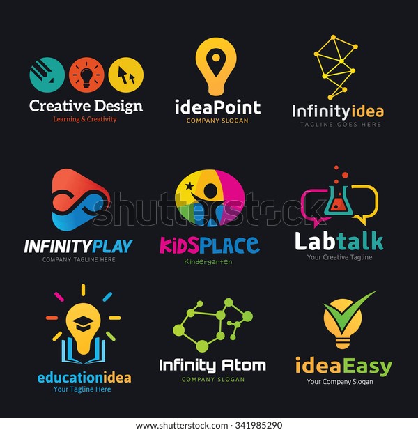 Creative Kids Education Idea Logo Set Stock Vector (Royalty Free ...